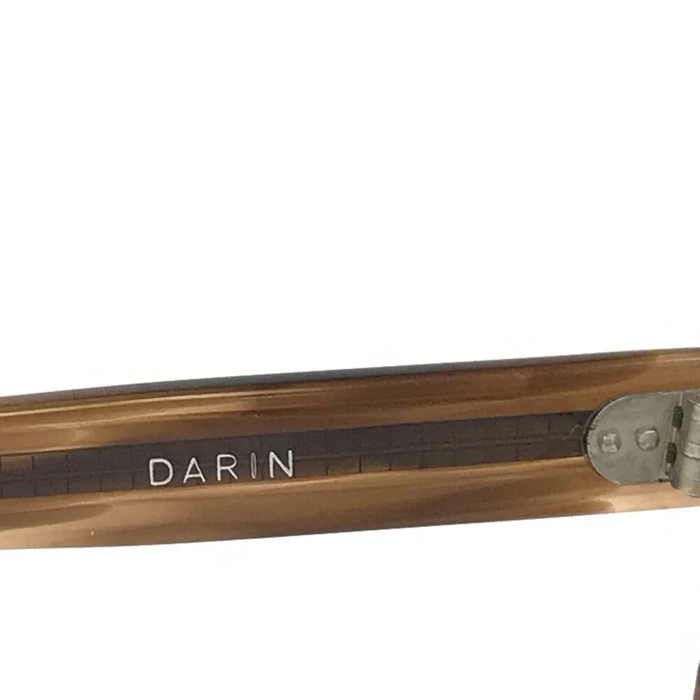 Vintage Darin Eyeglasses Frames Striped Brown Horn Square Thick Rim 51-18-135